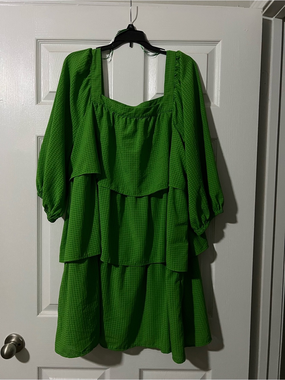 Who What Wear Bright Green Tiered Mini Dress